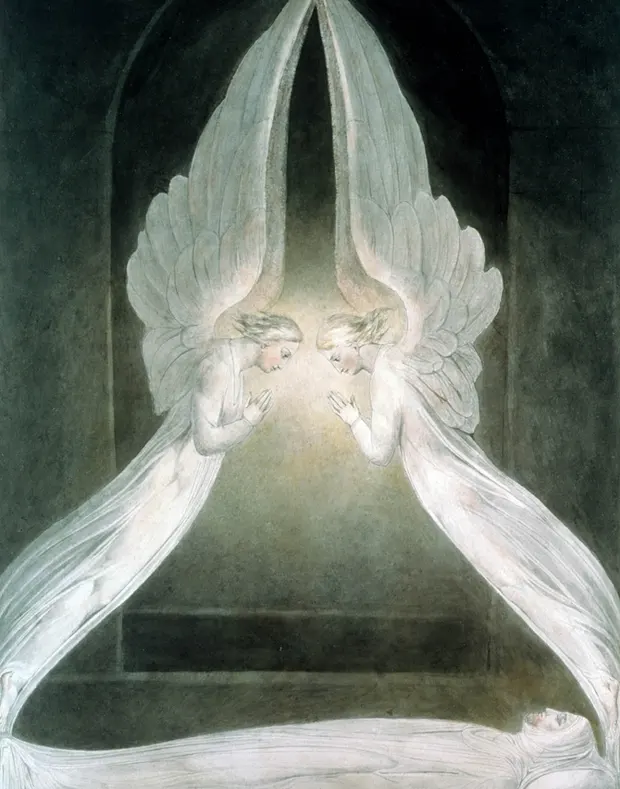 William Blake. The Angels Hovering Over the Body of Christ in the Sepulchre, c1805