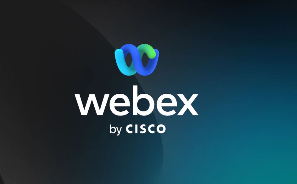 Webex logo sits above white text that reads Webex by Cisco