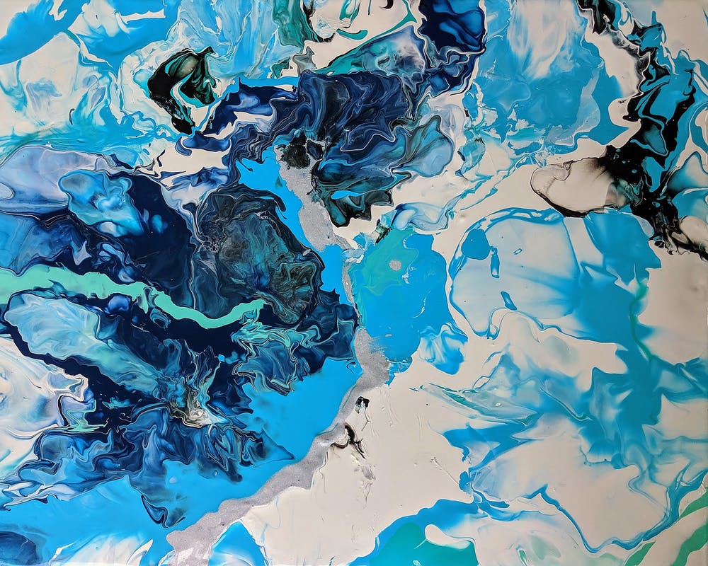 Blue and tan abstract painting